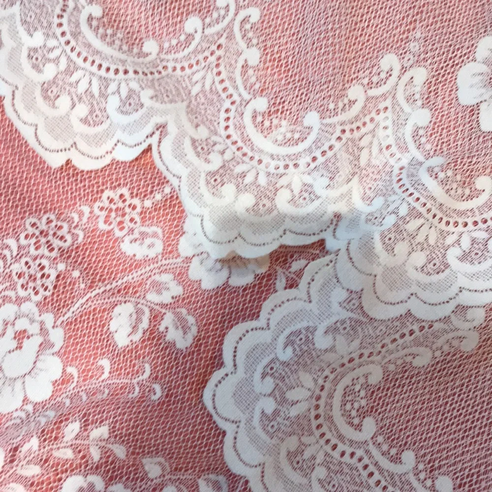 Curtain Sheer Lace Floral Curtain with Attached Valance (1-piece)